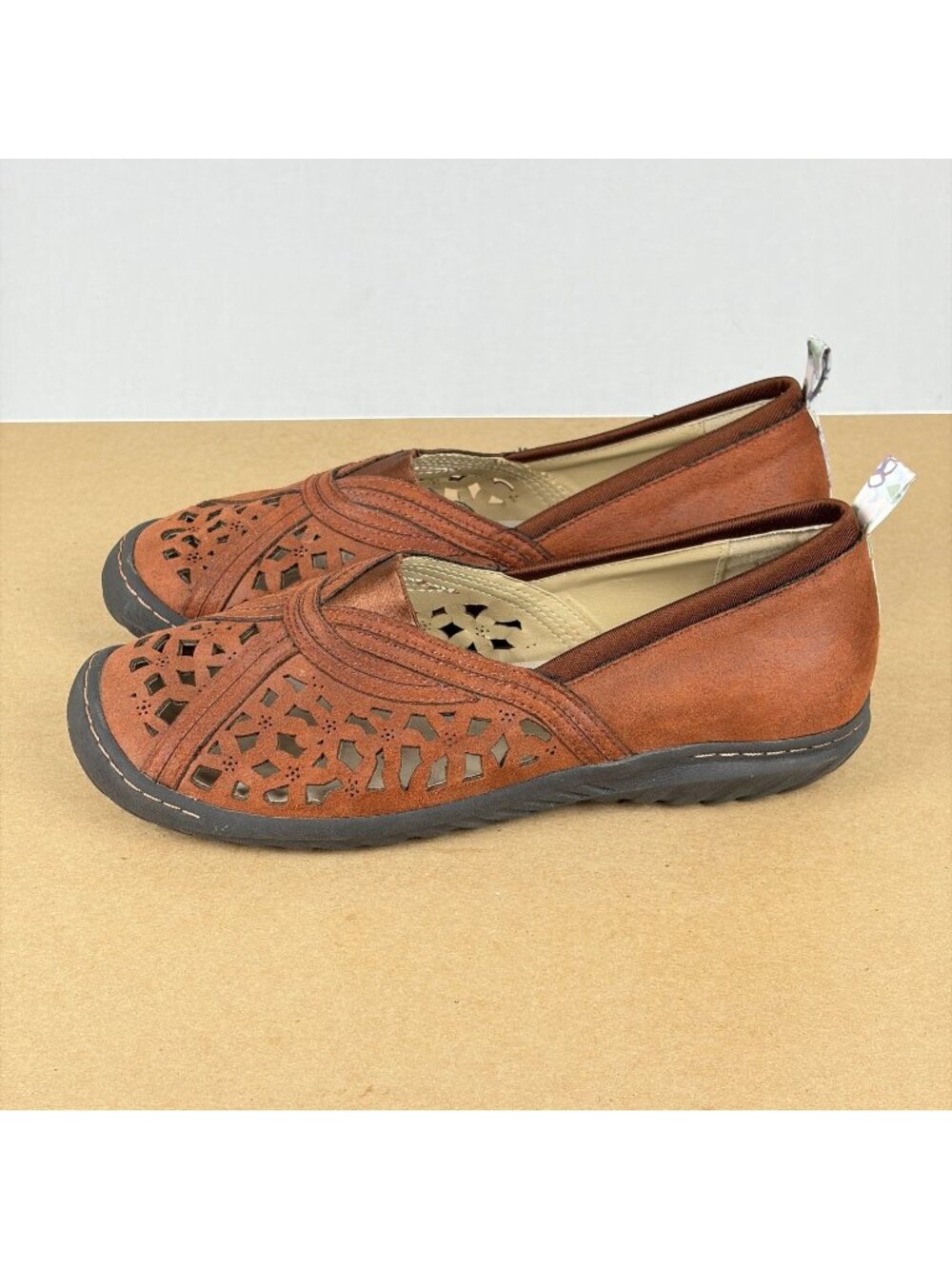 Jambu JBU Pecan All Terrain Laser Cut Slip On Loafers Womens 9.5 Wide Brown